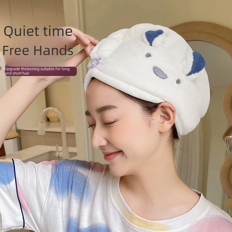 Monyee Kareli Kuru Saç Şapka, Yumuşak Mercan Kadife, Kalın Üçgen Desen, Hızlı Emici, Japon-kore Karikatür Tavşan Kulaklı, Banyo Esyası Diğer