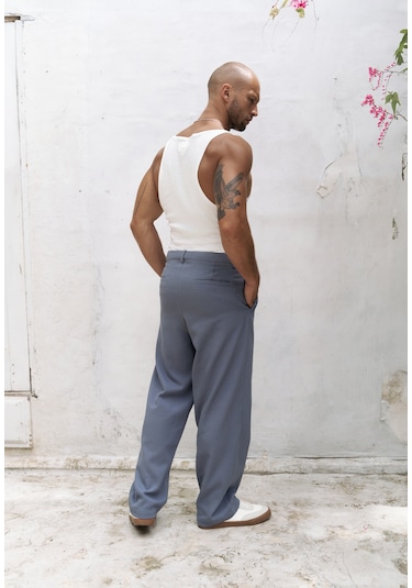 Mai Studios Co. Mai Collection Ayyubay İndigo Pileli Erkek Pantolon İndigo