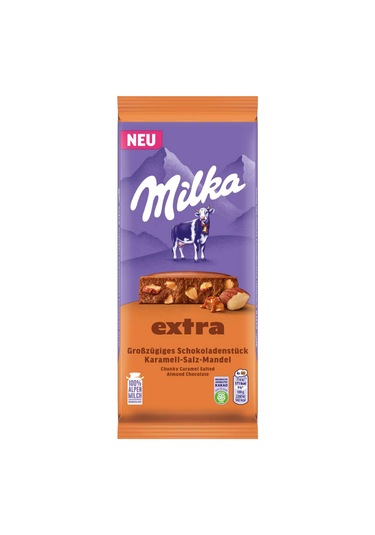 Milka Extra Chunky Caramel Salted Almond Chocolate 190g