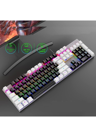 104 Tuşlu Gaming Klavye Rgb Işıklı Animasyon Modlu Mekanik Hisli Klavye Oyuncu Klavyesi