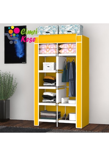 Cimrikesee Raflı Askılı Çok Amaçlı Mini Bez Dolap