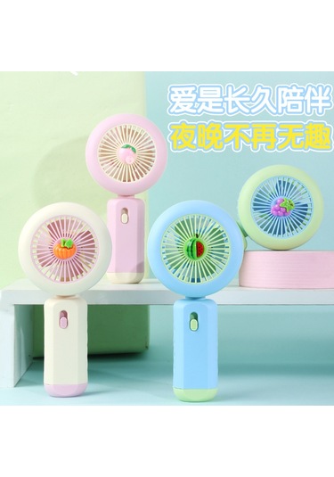 Ledli Mini Fan Şarj Edilebilir El Fanı Vantilatör - Mavi Karpuz