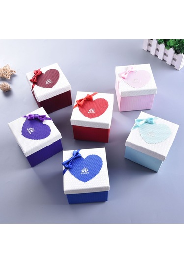 Sones Kağıt Sevgililer Günü Hediye Kutusu Fiyonklu, Özellikler: 10x10x10cm Mavi