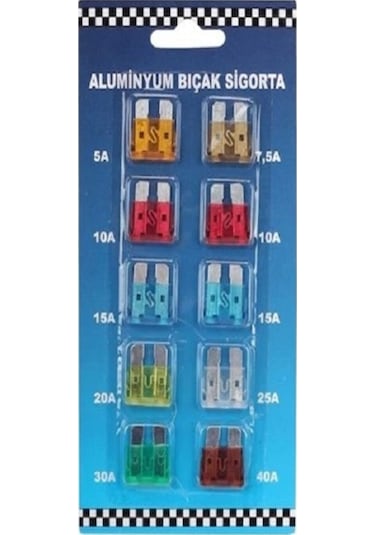 Araba Sigorta Seti 10'lu Mini Bıçak Sigorta Araba Bıçak Sigortası 10 Adet Bıçak Sigorta