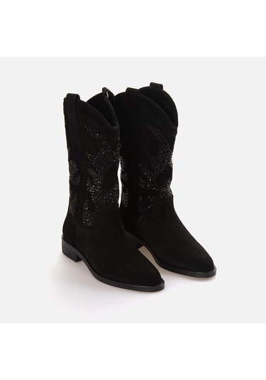 Rouge Kadın Western Bot 197 Siyah Suet