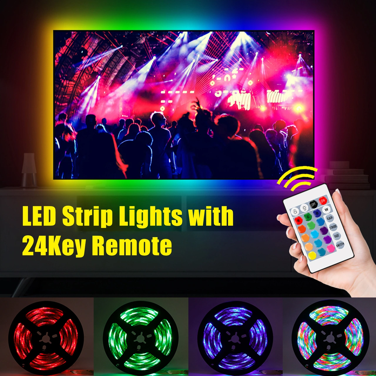 Konesam 1 Metre Rgb Işık Şeridi, 16 Renkli Kumanda Kontrollü, Su Geçirmez Led Neon, Ev Ve Dış Mekan Dekorasyonu, Usb Beslemeli