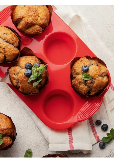 Nadoba 6 Yuvarlak Muffin Kalıbı, Silikon, 30x18x4,3 Cm 143348869 KIrmızı