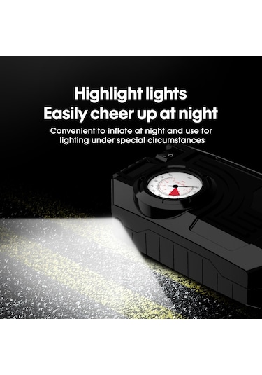 Carsun C3011 Araba Hava Kompresörü 12 V Taşınabilir Elektrikli Araba Lastik Şişirme Pompası İle Lastik Basınç Göstergesi/led Işık