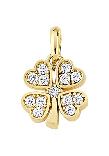 Goldkupe 14 Ayar Altın Taşlı Yonca Kolye Ucu 0,97 Gr-3113