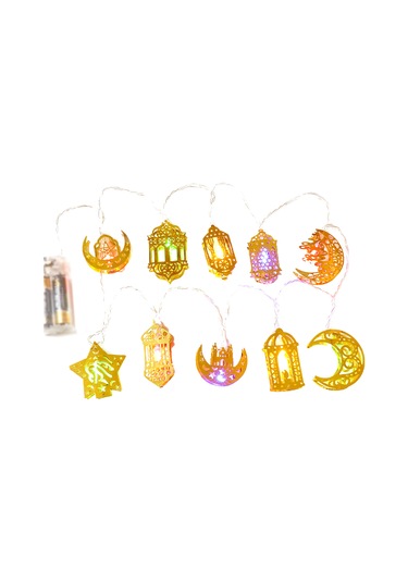 Tenfowee Ramazan Bayramı Dekoratif Led Işık Zinciri - 1.6m 10 Led Sabit Aydınlatma - Demir Yapı - Renkli Seçenek Pil Dahil Değil Çok Renkli