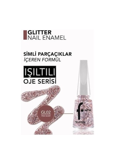 Flormar Glitter Yarı Transparan Parlak Bitişli Simli Oje GL02