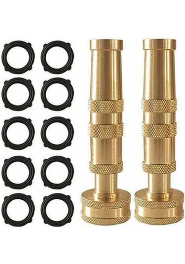 Tongxida 2 Adet Kaliteli Bakır Bahçe Hortumu Uçunağı, 3/4 Ayarı, Akışı Dönerek Regüle Edin, 10 Adet Kauçuk Washer İle Pratik