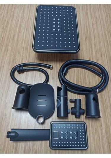 Hybrid Siyah Yağmurlama Tepe Duş Seti Siyah