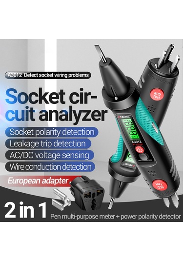 Vkemall Priz Aneng A3012 Çok Fonksiyonlu Soket Devre Analiz Cihazı Ac/dc Gerilim Test Cihazı
