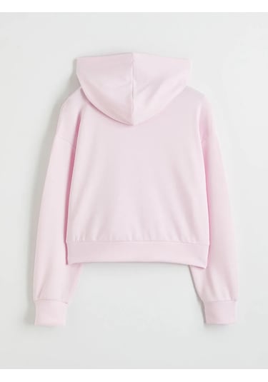 Lc Waikiki Pembe Kapüşonlu Stitch Baskılı Kız Çocuk Sweatshirt