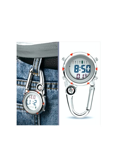 Omeniv Dijital Saat Anahtarlık Alarm Kronometre Karabiner Pusula