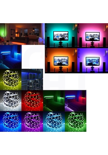 Rgb Şerit Led Kumanda Adaptör Tak Çalıştır 5 Metre Tek Çip Li