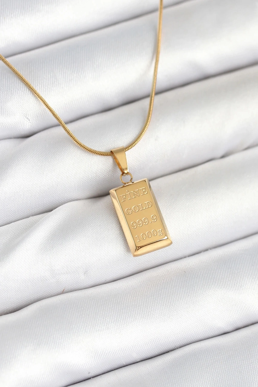 Dodes Dodes 316l Çelik Gold Renk Külçe Altın Model Kolye Tg27bko10604 Çok renkli