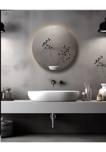 Banyo Dolabı Aynalı Dokunmatik Ledli Flora Suny Antrasit