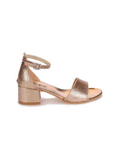 Kiko Kids 769 Kum Simli Günlük Kız Çocuk 4 Cm Topuklu Sandalet Ayakkabı Bakır 001