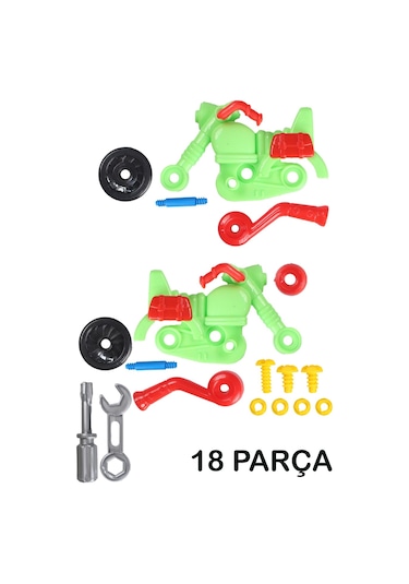 Eğitici Sök Tak Oyuncak Pilli Matkaplı 45 Parça Araç Tamir Seti Kepçe Ve Yeşil Motor