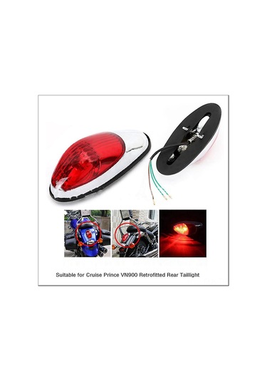 Xindoker Honda Shadow İçin 12v Kırmızı Fren Ve Sürekli Işık Fonksiyonlu Motor Süspansiyeli Arka Lambası 238x70x100mm - Chrome Abs Kasa