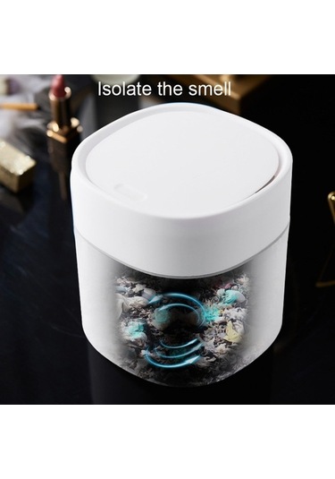 Tongxida Ev Mini Masaüstü Çöp Kutusu Kapaklı, Dudak Mavi, Pratik Temizleme Silindir Kutusu/ Mavi