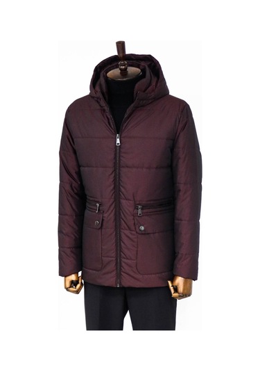 Wessi Slim Fit Kapüşonlu Bordo Erkek Şişme Mont Bordo