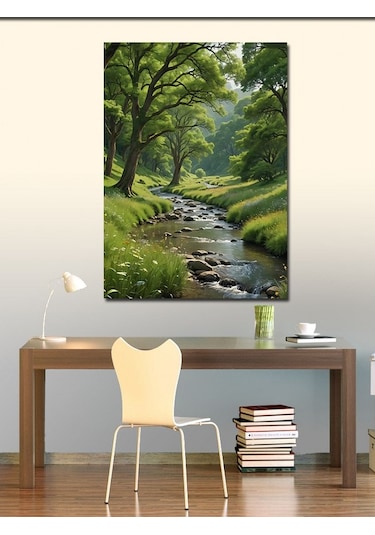 Kanvas Tablo Ormandaki Göl Ve Ağaçlar 70cmx100cm