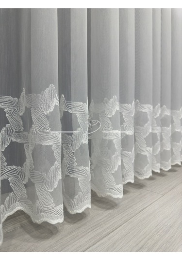 Tül Perde Etek İşleme Hexagon Desen 127565 Ekru