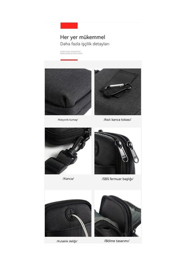 Su Geçirmez Çapraz Telefon Çantası - Küçük Ve Pratik Cep Çantası, Mini Boy Fonksiyonel Aksesuar, Günlük Kullanım İçin Şık Ve Dayanıklı Gri