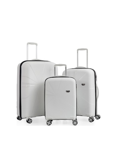 Ççs 5264 Polipropilen 3 Lü Valiz Seti Set / Beyaz Beyaz