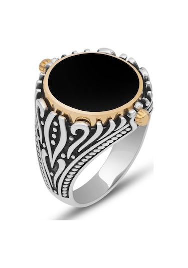 Çift Tarafli Mührü Süleyman İşleme 925 Gümüş Erkek Yüzük