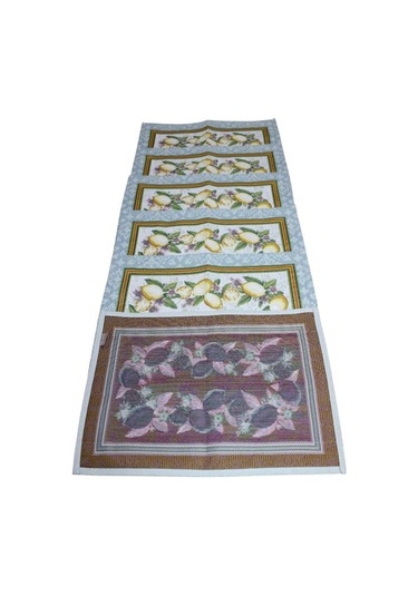 Belıeve Lemon Jakarlı Dokuma Goblen Dekoratif 6lı Amerikan Servisi Sarı Meyveli 30 45 Sarı