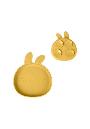 Jianfan Bebek Silikon Mama Tabağı Kendiliğinden Beslenme Eğitimi Vakumlu Kase Sarı