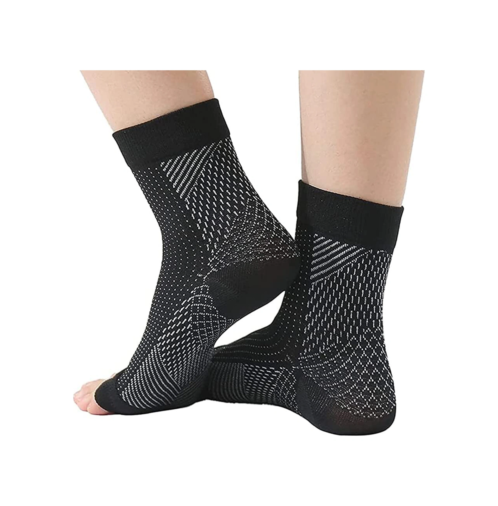 Plantar Fasyait Destekli Xxl Beden 10 Çift "20 Adet" Parmaksız Nöropati & Kompresyon Çorabı "siyah"