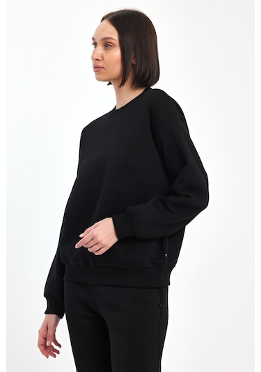 Odda Bisiklet Yaka Sweatshirt Siyah