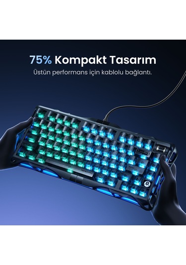 Gravastar Mercury V75 Hall Effect, Rapid Trigger 8.000 Hz Kablolu Manyetik Klavye + Xpro 32.000 Dpı Optik