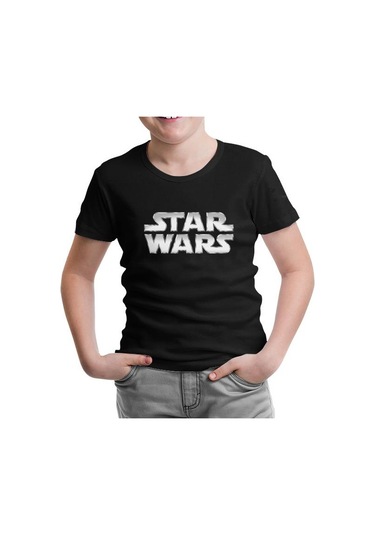 Star Wars - Logo Metalik Siyah Çocuk Tshirt 001