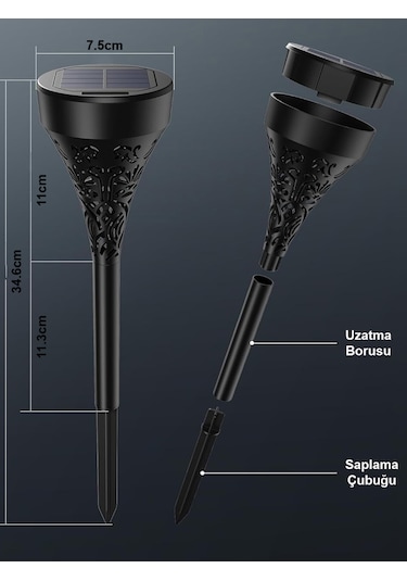 Greentech Güneş Enerjili Bahçe / Çim Aydınlatma 6 Adet / Gt-sl17n Sarı