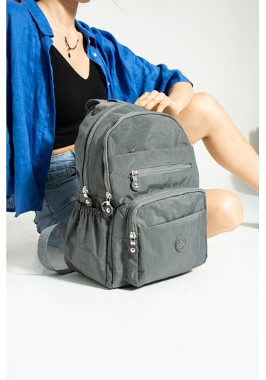 Klinkır Kadın Sırt Çantası Hafif Su İtici Kumaş Günlük Kullanım İçin İdeal 37 27 Cm Anne Bebek Çanta Gri