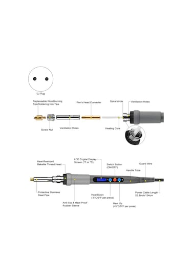 45 Adet Lcd Ahşap Yakma Kiti Pyrography Kalem Araç Kiti 60w Dijital Havya, Gravür El Sanatları Araçları, Ab Tak