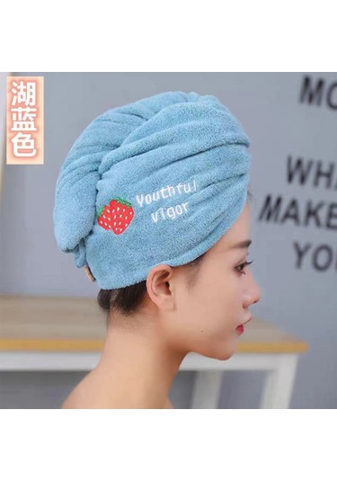 Xiyyadms Yumuşak Ve Emici Çift Katmanlı Saç Kurutma Havlusu - Lake Blue Renk, 26x65cm Boyut Göl Mavisi