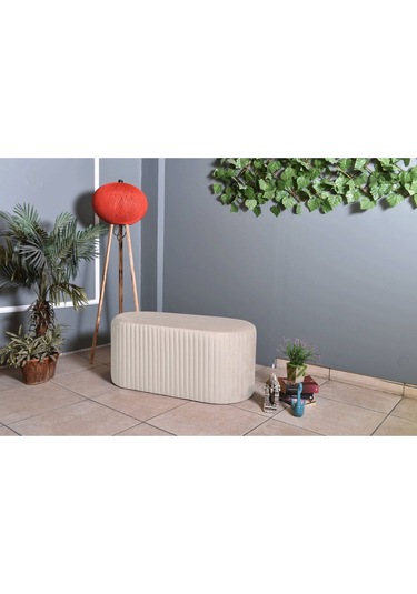 Velluto Lungo Puf-krem 90 Cm Kapitoneli Uzun&oval Puf&bench&koltuk&pofuduk Makyaj Puff