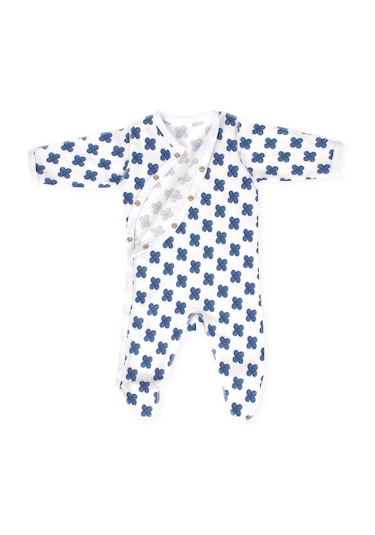 Sevi Bebe Desenli Prematüre Pijama Tulumu 6945 Mavi