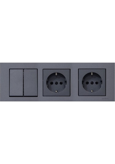 Ovivo Grano Füme 3'lü Set Komütatör, Topraklı Priz Ve Topraklı Pr