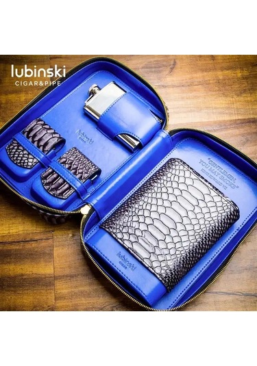 Lubinski Deri Seyahat Puro Çantası Siyah Çakmak-kesici-matara Set