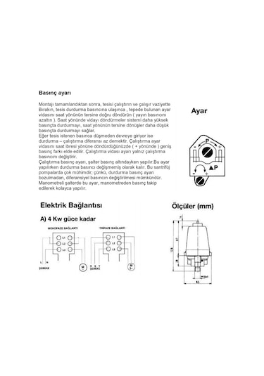 Basınç Şalteri (Kompresör Otomatiği) 3-11 Bar 1/2"