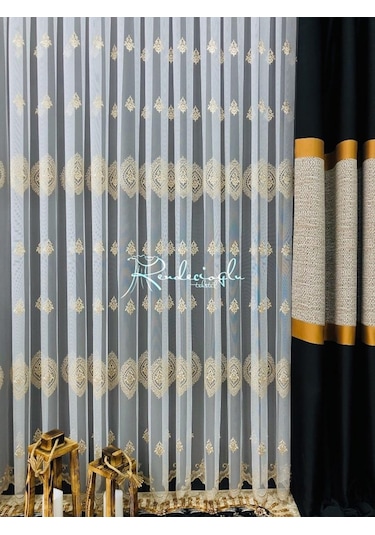 Tül Perde Moss Desen 00U44730 Kodlu Brode Işlemeli Çok Renkli