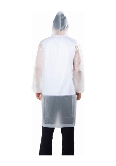 Marlux Unisex Su Rüzgar Geçirmez Kapüşonlu Çıtçıt Düğme Eva Yağmurluk - Beyaz - Kırmızı